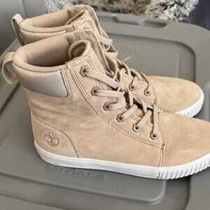Timberland Women’s Beige Suede High-Top Sneakers